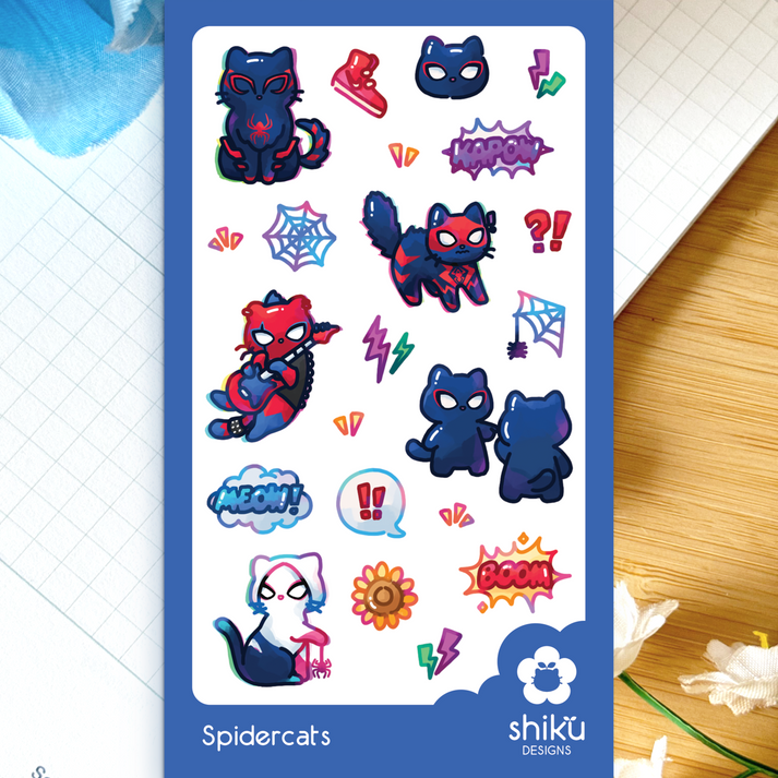 Spidercats Sticker Sheet - Pop Culture Larrikin 