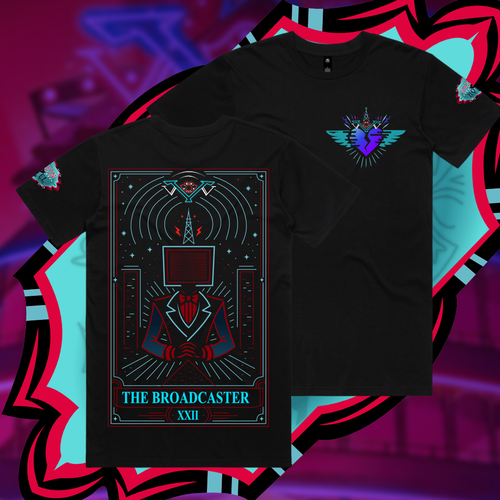 Image of The Broadcaster - VoxTek Tarot - T-Shirt Hazbin Hotel Inspired Apparel - Pop Culture Larrikin 