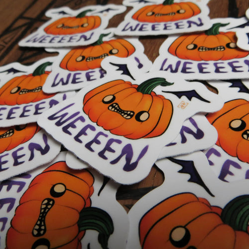 Image of WEEEEN Pumpkin Halloween Sticker - The Murmuring Mystic - Pop Culture Larrikin 