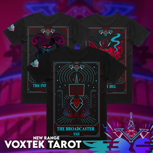 Image of The Broadcaster - VoxTek Tarot - T-Shirt Hazbin Hotel Inspired Apparel - Pop Culture Larrikin 