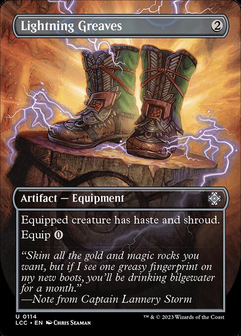 Lightning Greaves #114 Foil, Borderless Inverted LCC The Lost Caverns of Ixalan Commander EN MTG