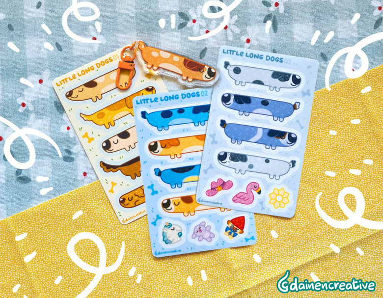 Artist Series - Long Dog Sticker Sheet - Dainencreative - Pop Culture Larrikin 