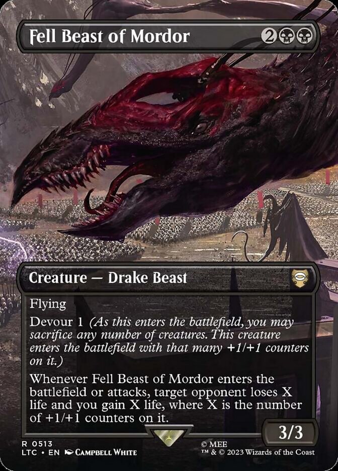 Image of Fell Beast Of Mordor (Borderless Foil) - 513 - LTC - MTG