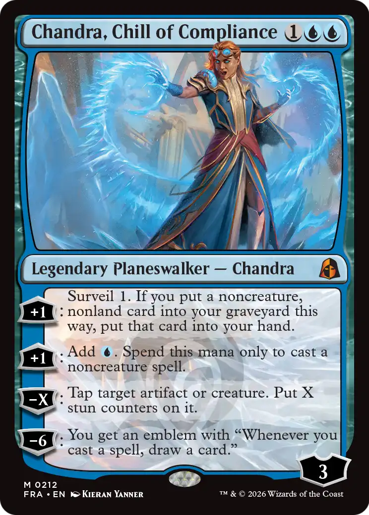 Official Reality Fracture card — Chandra, Chill of Compliance (Echoverse echoed pair)