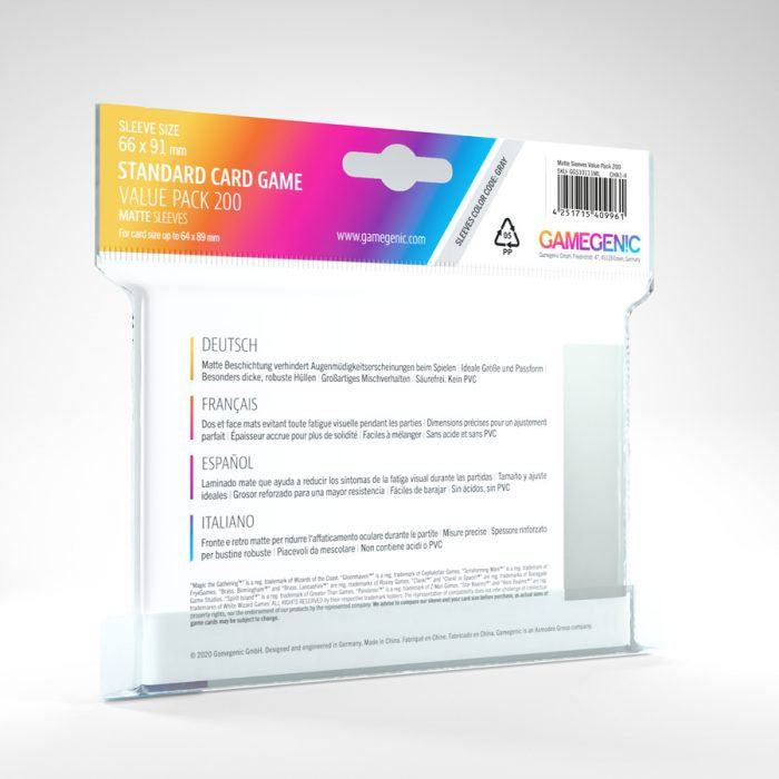 Gamegenic Matte Standard Card Game Sleeve Value Pack 200