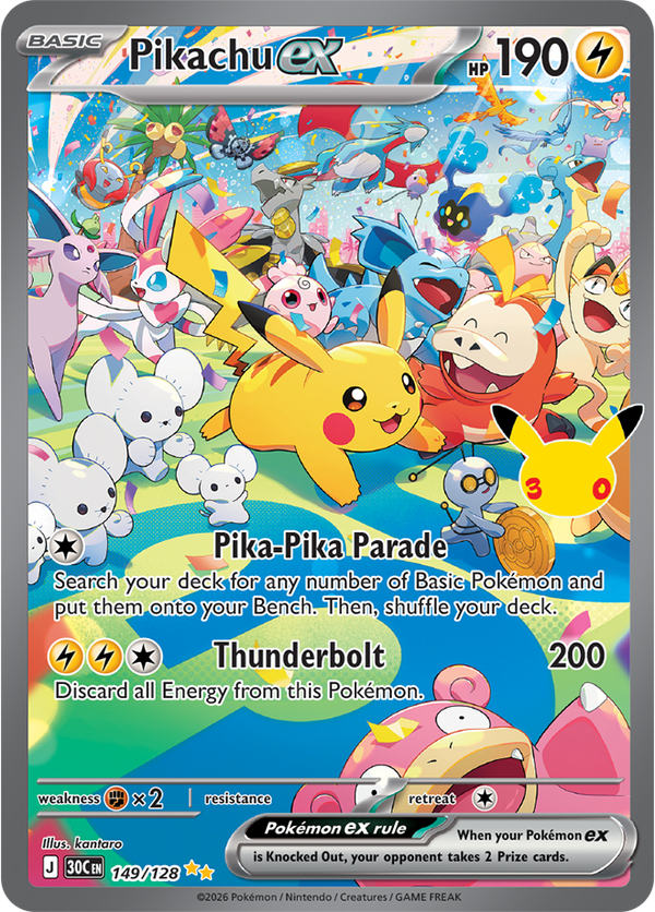 Pikachu ex #149 30C 30th Celebration EN Pokemon