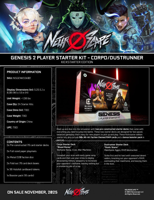 Neuroscape TCG: Genesis - 2-Player Starter Kit: Corpo/Dustrunner (Kickstarter Edition)