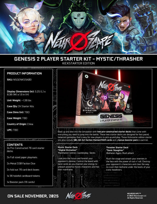 Neuroscape TCG: Genesis - 2-Player Starter Kit: Thrasher/Mystic (Kickstarter Edition)