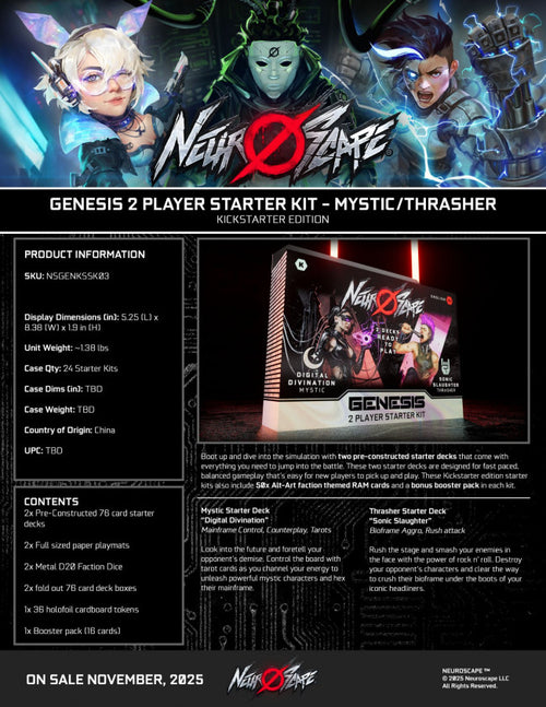 Neuroscape TCG: Genesis - 2-Player Starter Kit: Thrasher/Mystic (Kickstarter Edition)