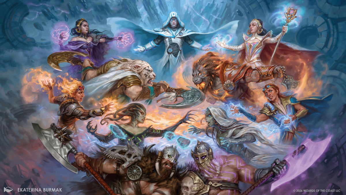 Official Reality Fracture key art by Ekaterina Burmak — Jace the Theorist and echoed pairs colliding