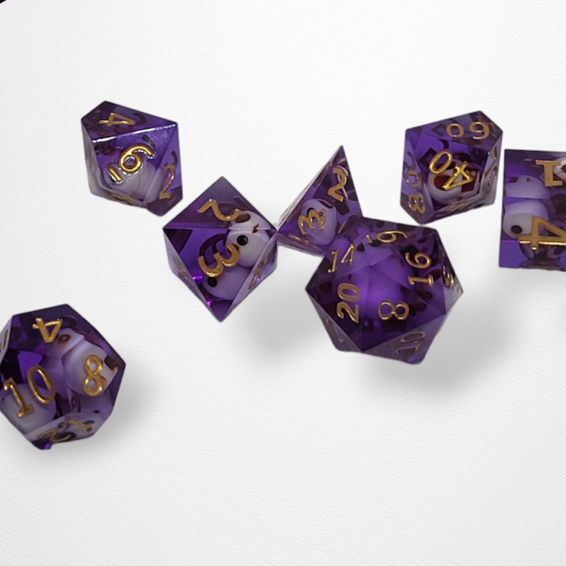 Dice Set - Purple Skull Dice - Sharp resin dice - Pop Culture Larrikin 