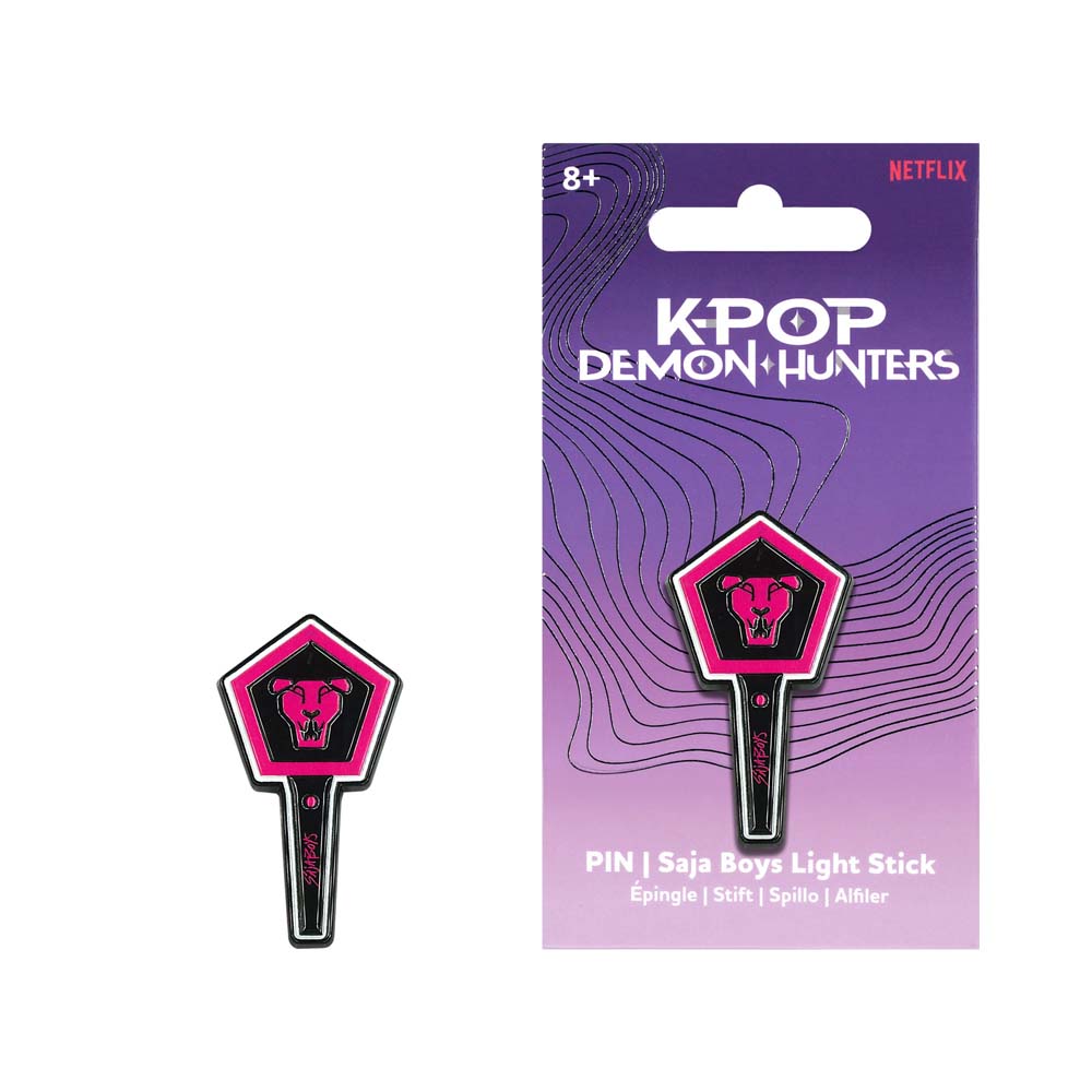 YuMe KPop Demon Hunters Enamel Pin (Assorted) - Saja Boys lightstick pin on backing card - Pop Culture Larrikin