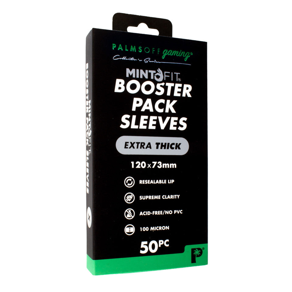 Image of MintFit Booster Pack Sleeves - Extra Thick 50pc - Palms Off Gaming - Pop Culture Larrikin 