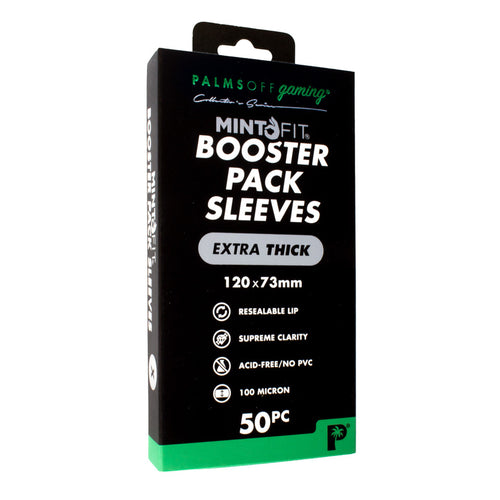 Image of MintFit Booster Pack Sleeves - Extra Thick 50pc - Palms Off Gaming - Pop Culture Larrikin 