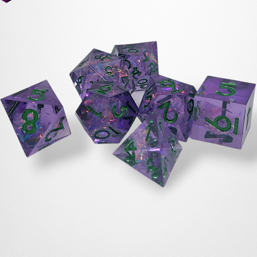 Dice Set - Purple Larrikin Dice - Sharp Resin - Pop Culture Larrikin 