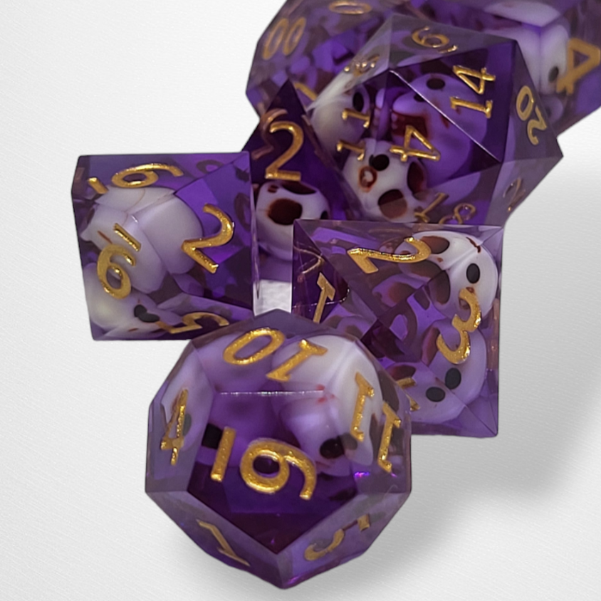 Dice Set - Purple Skull Dice - Sharp resin dice - Pop Culture Larrikin